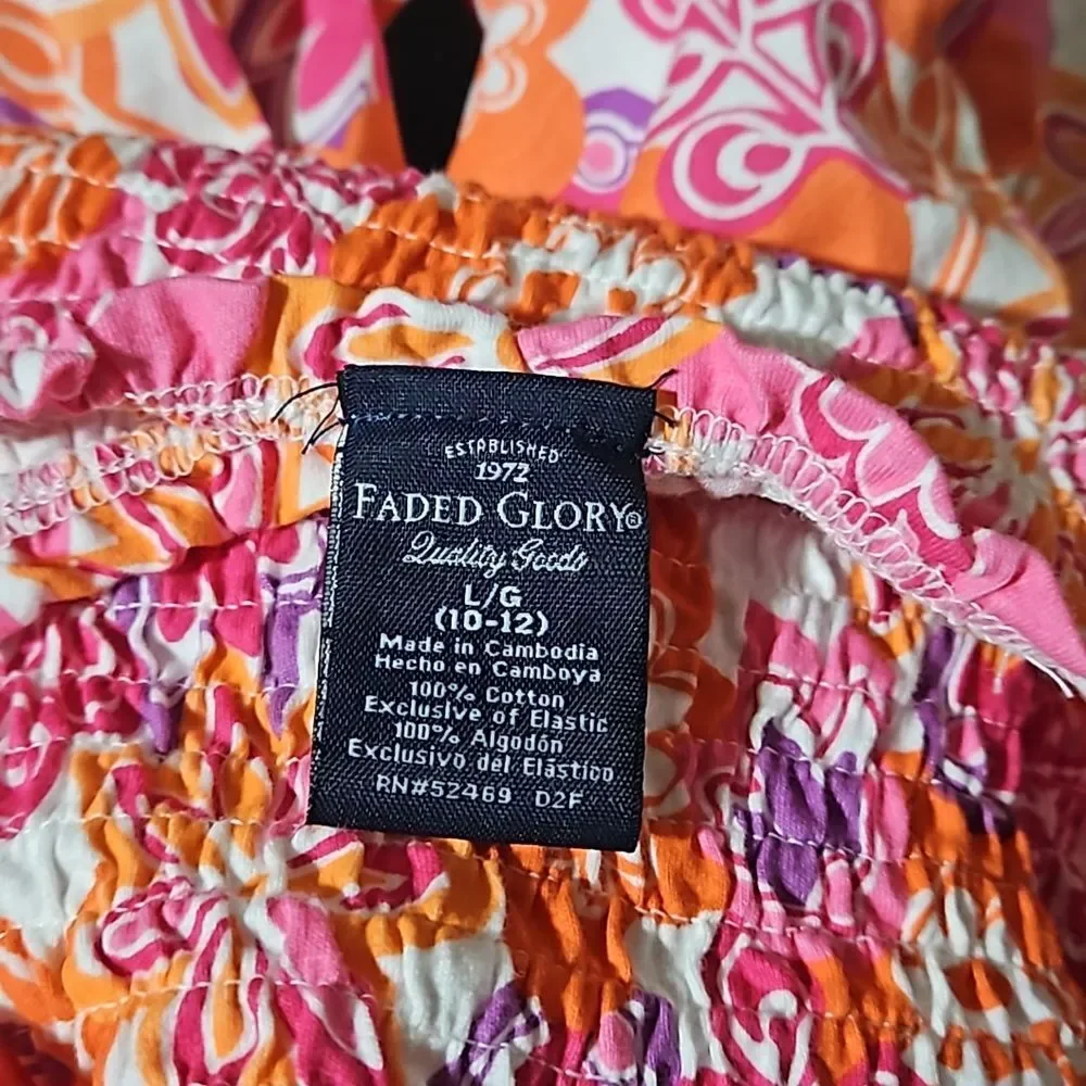 Faded Glory 🦊Girl's Floral Pink & Purple Sundress size Large (10-12)